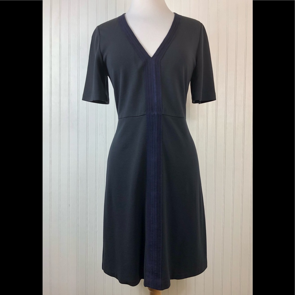 Tory Burch Women's Black /Blue Trimmed Stretch Dress Sz M